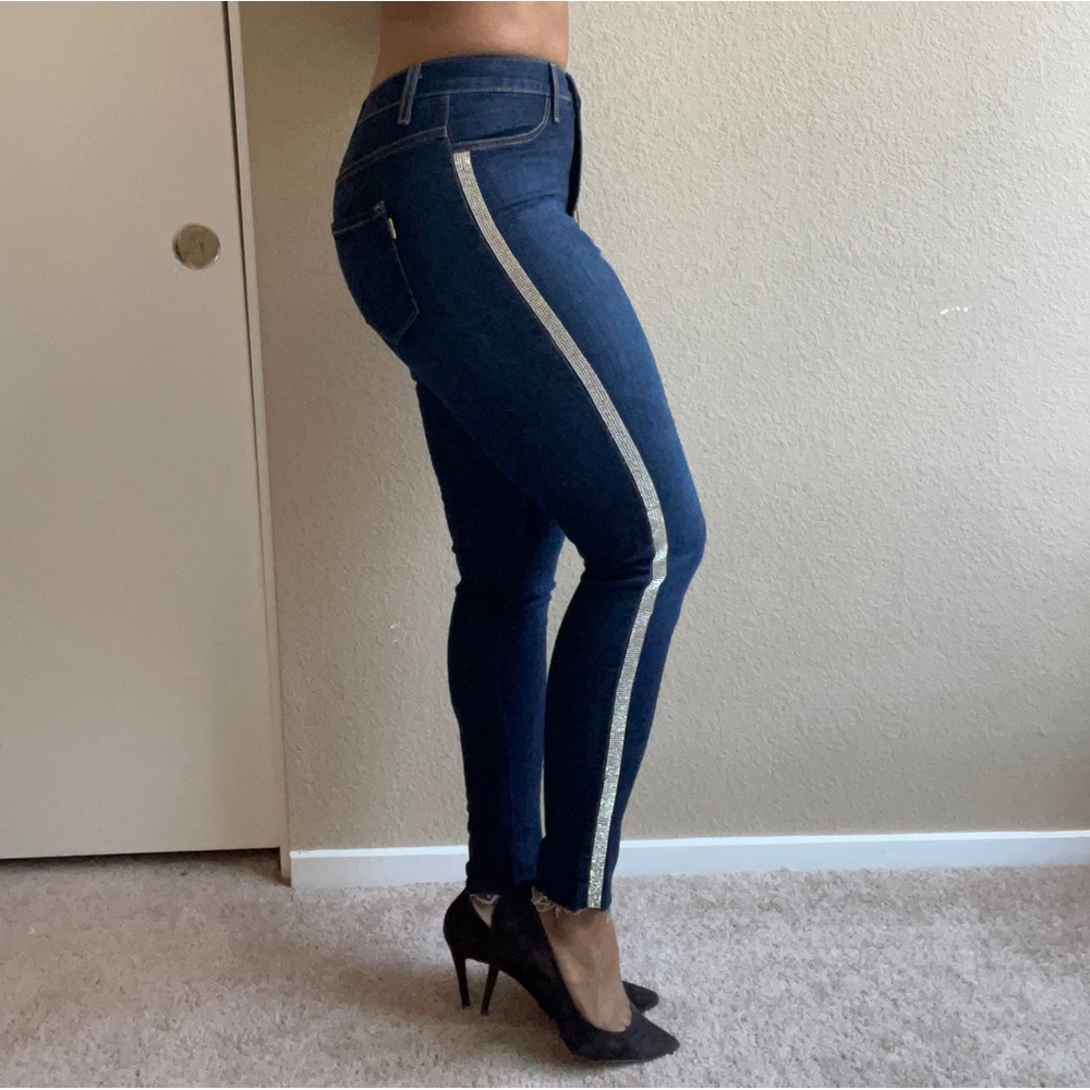 Rhinestone Side Skinny Jeans